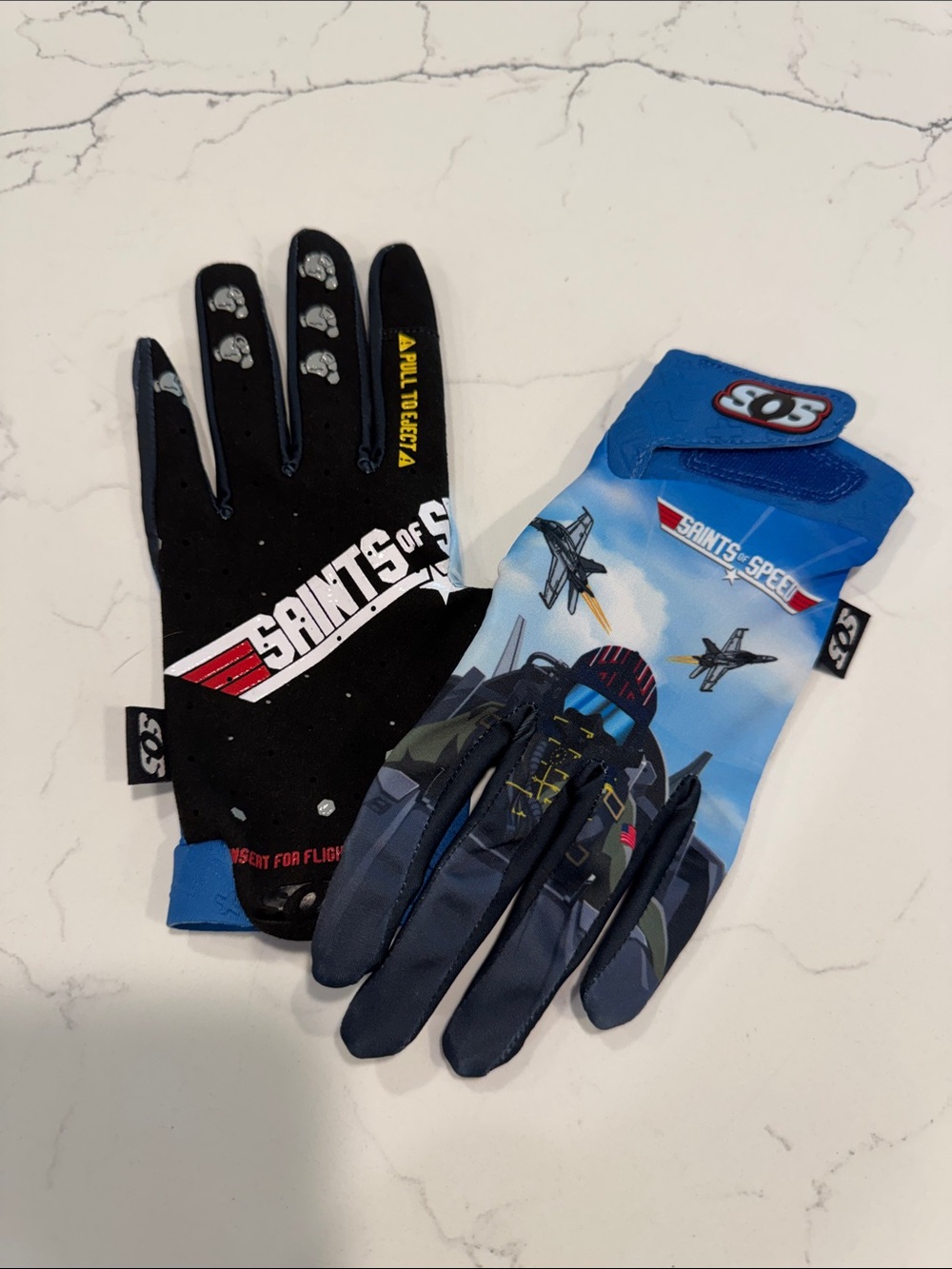 Men’s Blue Flight Graphic MX Riding Gloves